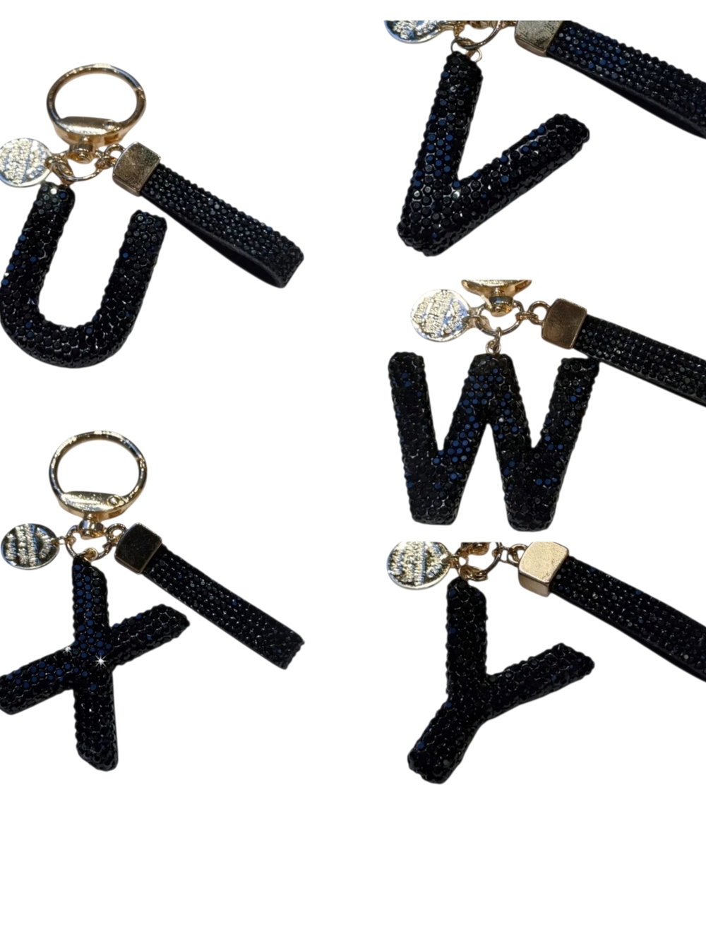 Crystal-Encrusted Black Letter Purse Charm Keychain NWT! (Choose Your Letter) - Picture 8 of 9